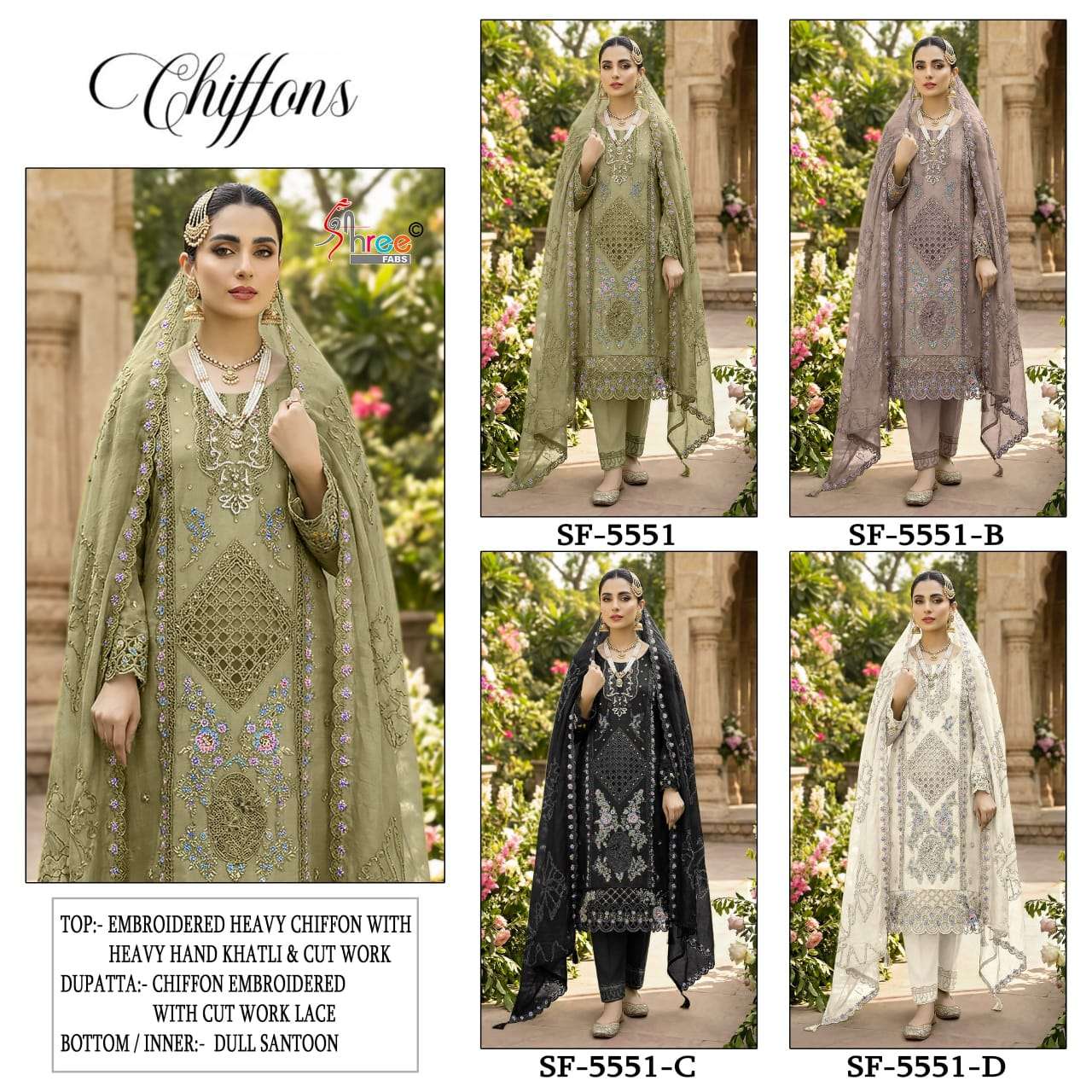 Shree Fab SF - 5551 A To D Series Pakistani Suit Wholesale Catalogue - Amrah Wholesale
