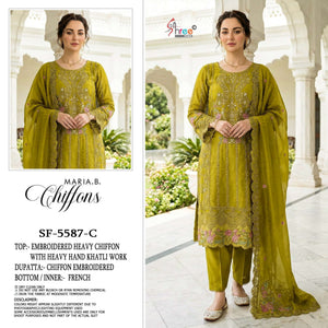 SHREE FAB SF-5587 Pure Chiffon Embroidered Pakistani Suit - Amrah Wholesale