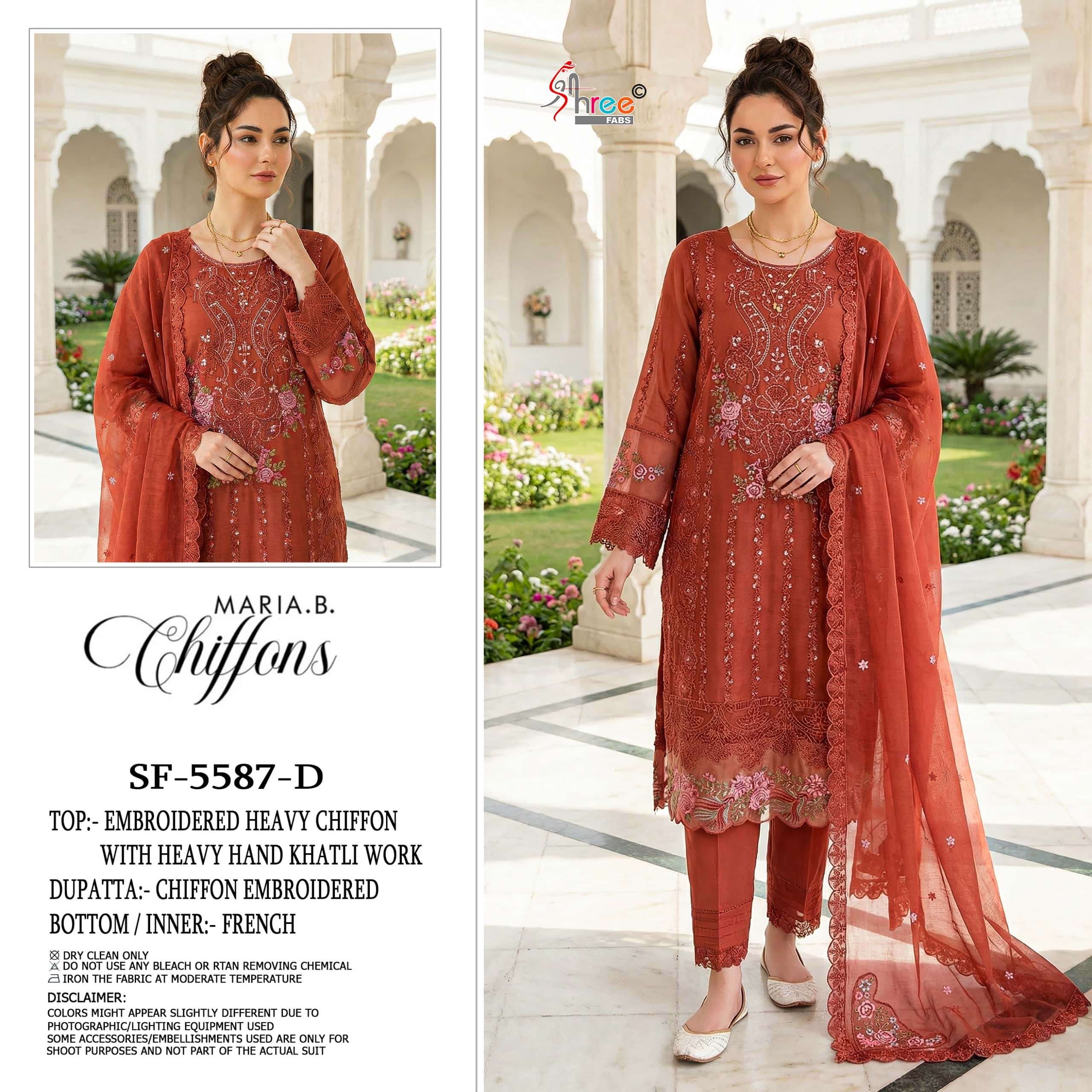 SHREE FAB SF-5587 Pure Chiffon Embroidered Pakistani Suit