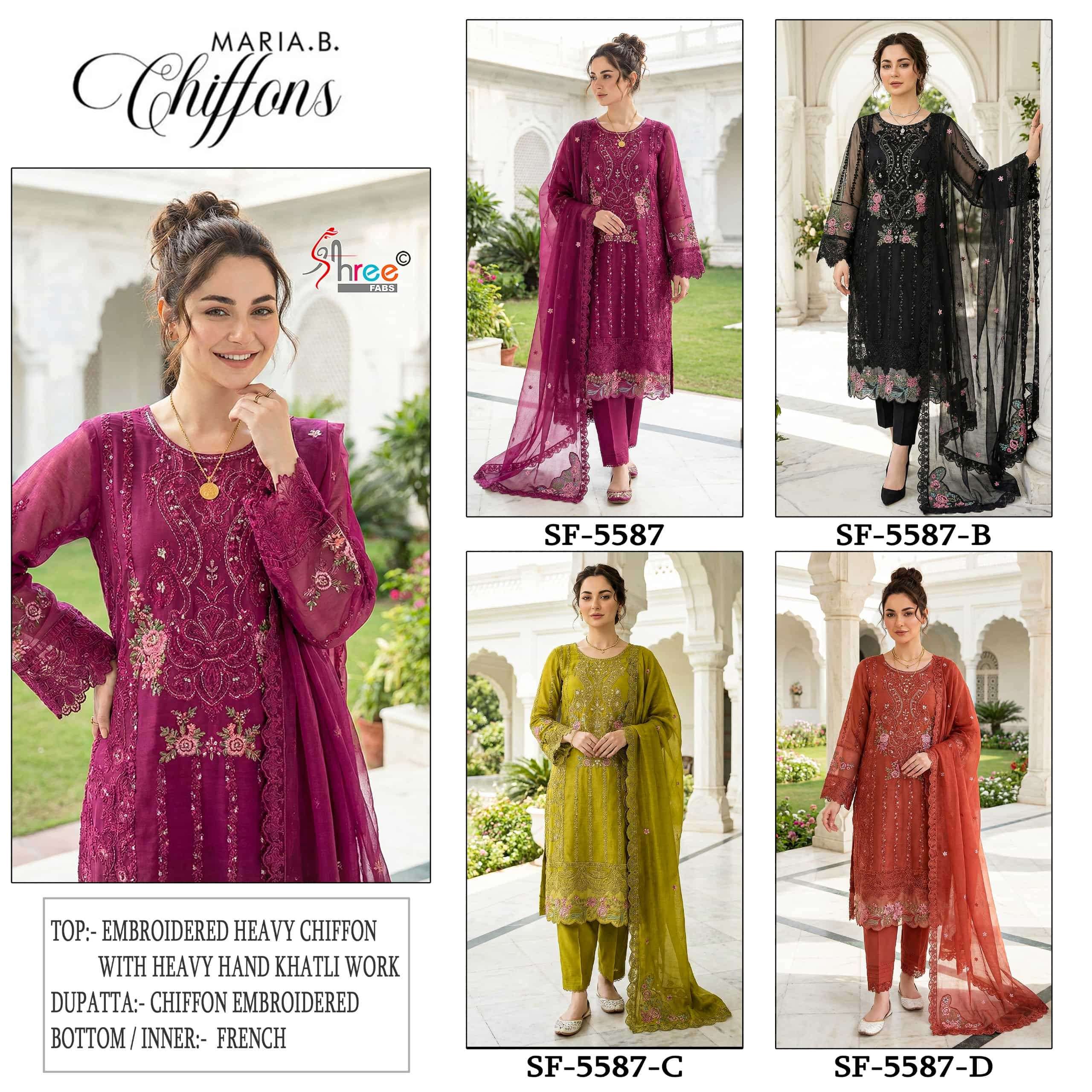 SHREE FAB SF-5587 Pure Chiffon Embroidered Pakistani Suit