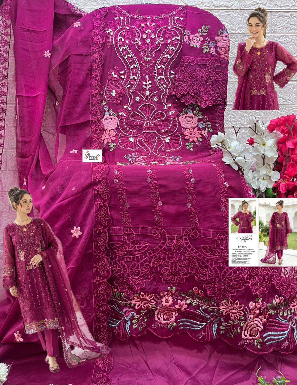 SHREE FAB SF-5587 Pure Chiffon Embroidered Pakistani Suit