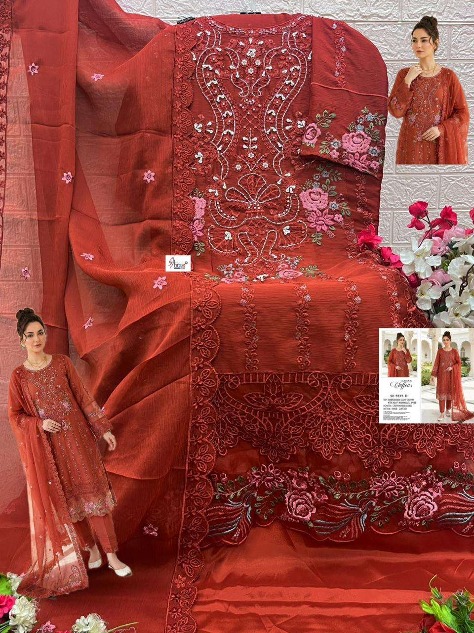 SHREE FAB SF-5587 Pure Chiffon Embroidered Pakistani Suit