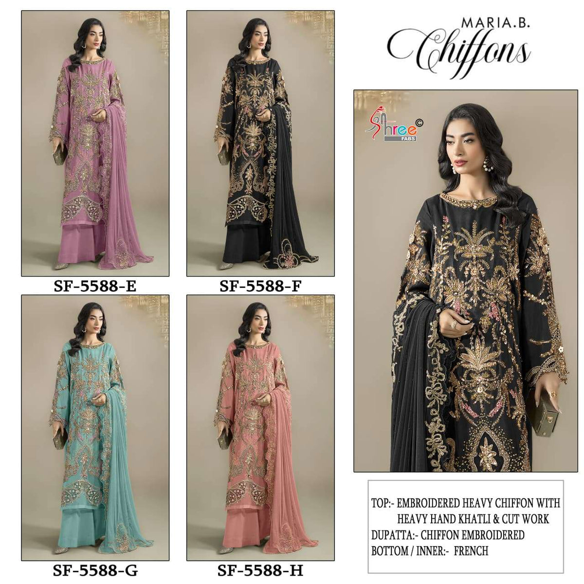 Shree Fab SF-5588 Chiffon Semi Stitched Pakistani Suit
