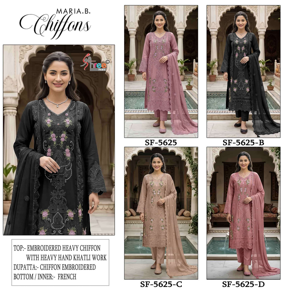 Shree Fab SF-5625 Chiffon Embroidery Semi Stitched Pakistani Suit
