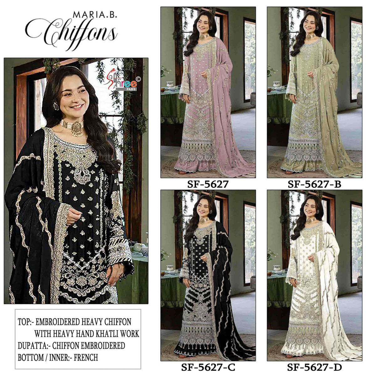 SHREE FAB SF-5627 Chiffon Embroidery Pakistani Suit - Amrah Wholesale