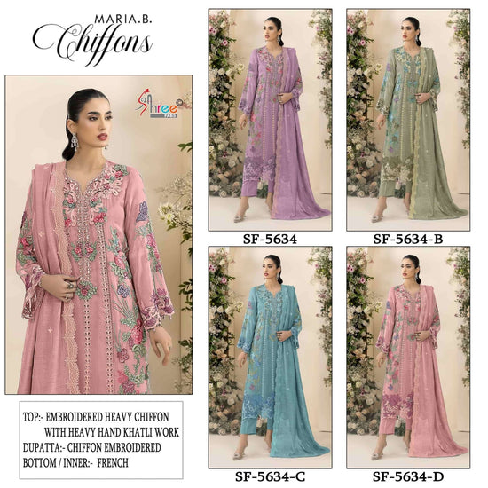 SHREE FAB SF-5634 Heavy Chiffon Embroidery Pakistani Suit - Amrah Wholesale
