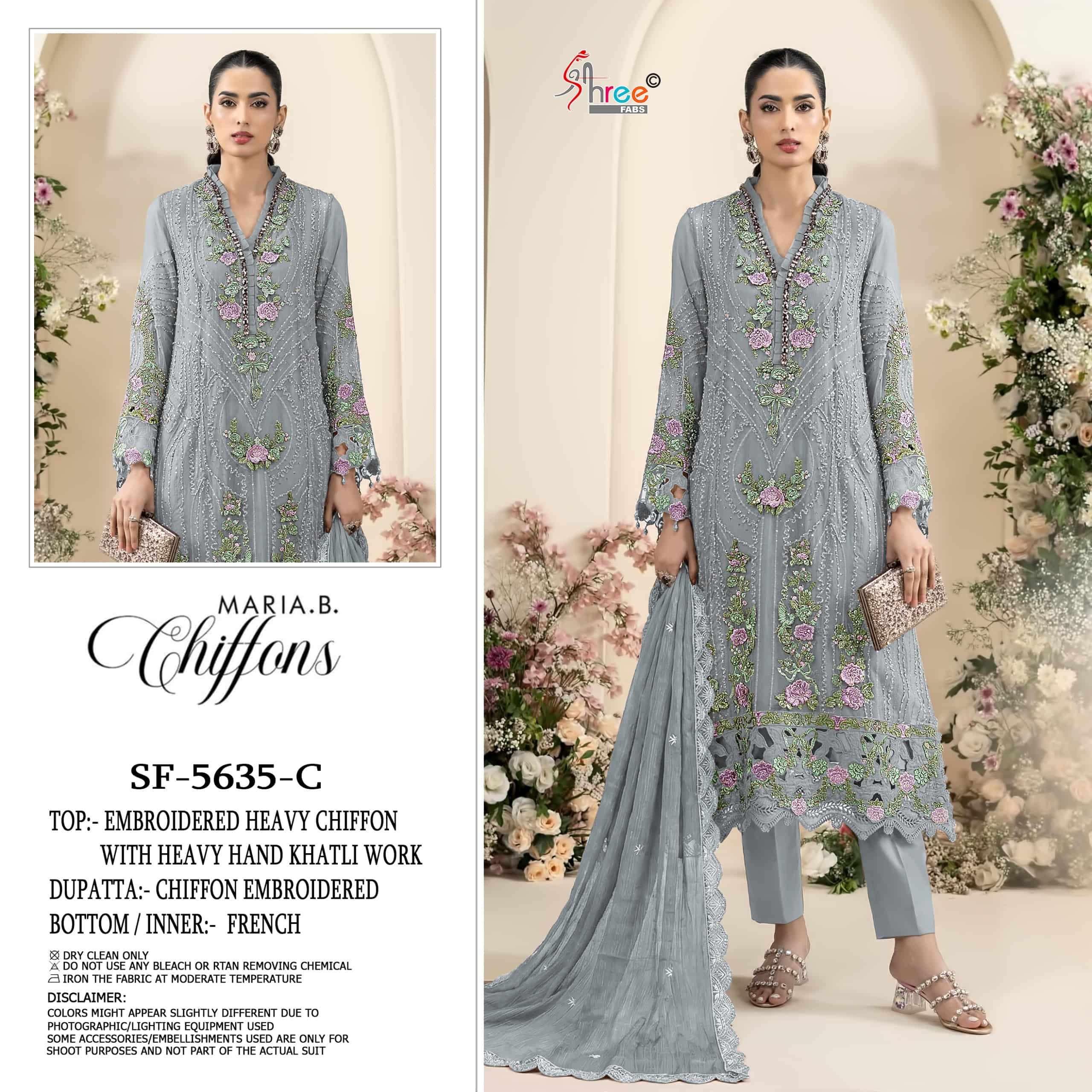 Shree Fab SF-5635 A to D Series Chiffon Embroidered Pakistani Suit