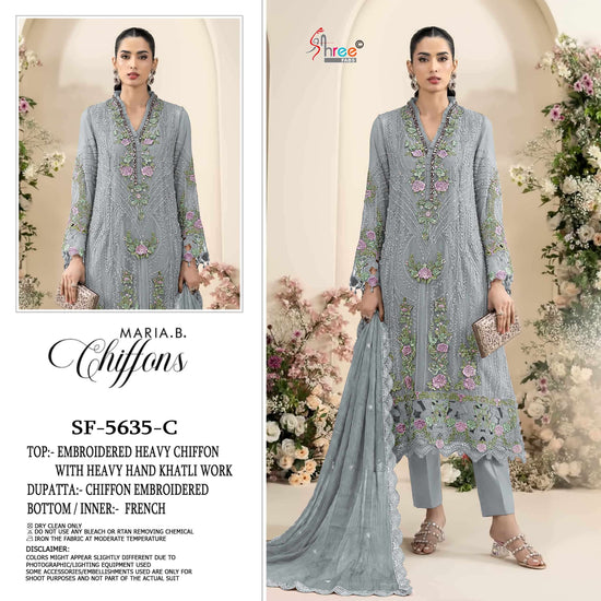 Shree Fab SF-5635 A to D Series Chiffon Embroidered Pakistani Suit