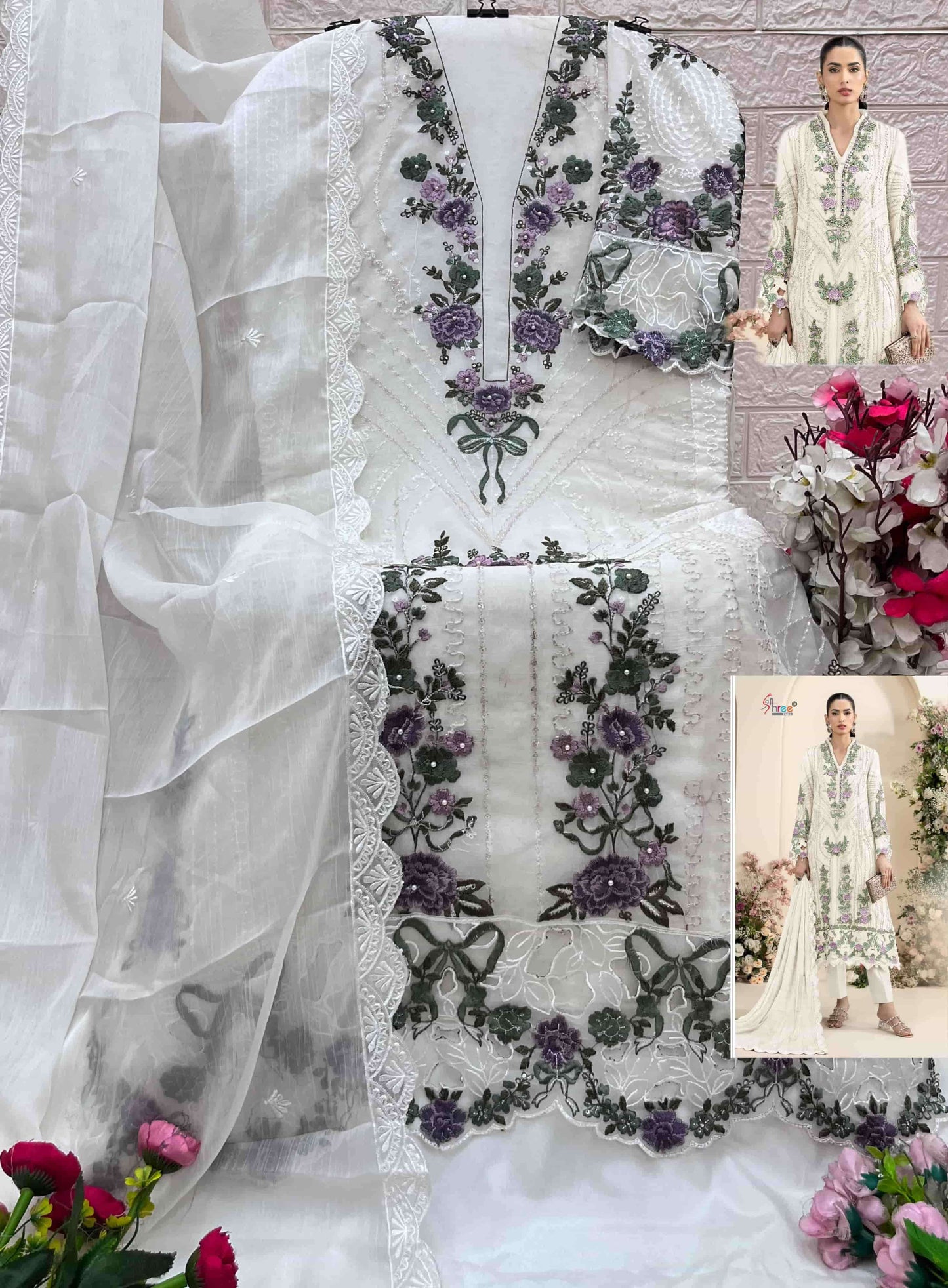 Shree Fab SF-5635 A to D Series Chiffon Embroidered Pakistani Suit