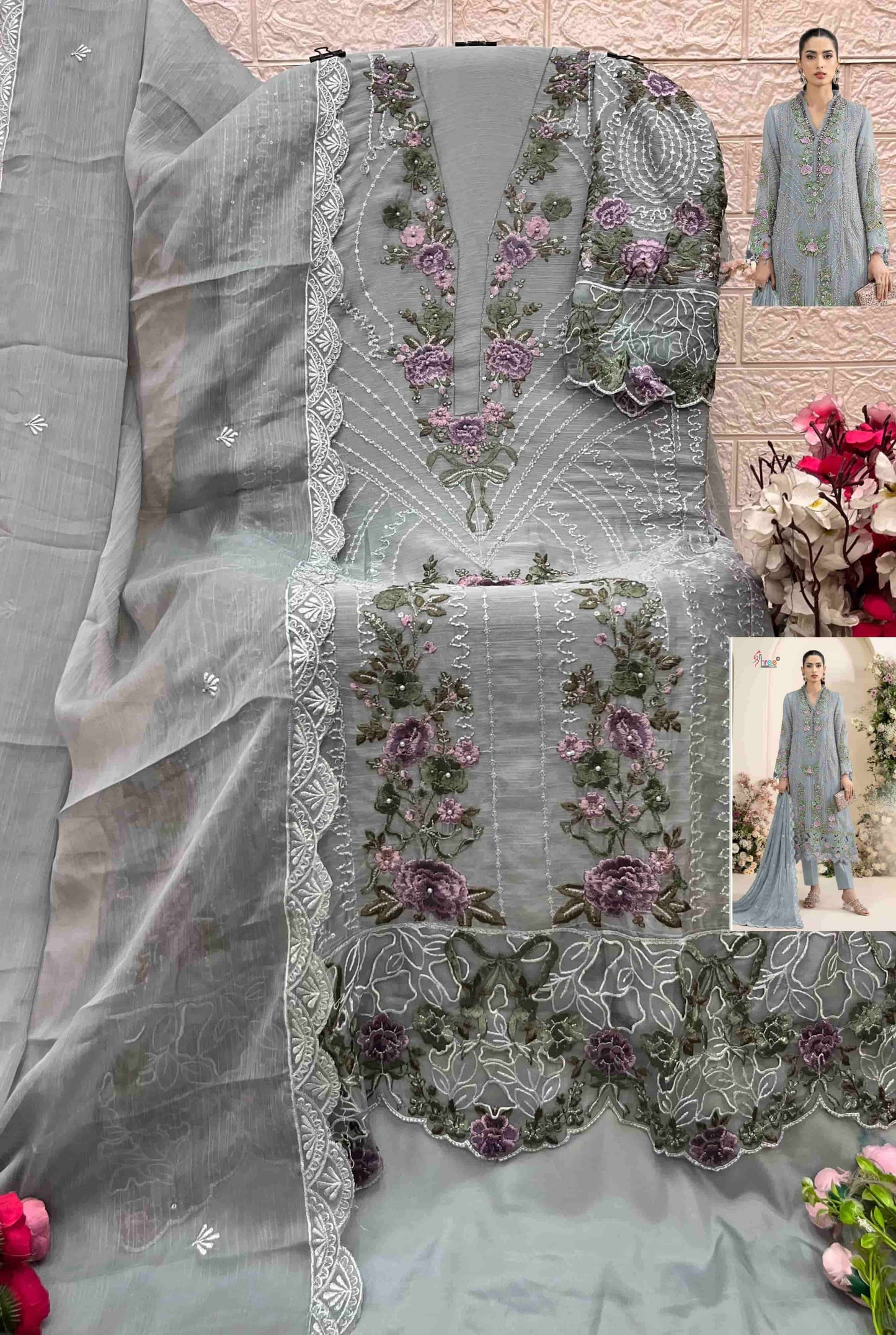 Shree Fab SF-5635 A to D Series Chiffon Embroidered Pakistani Suit