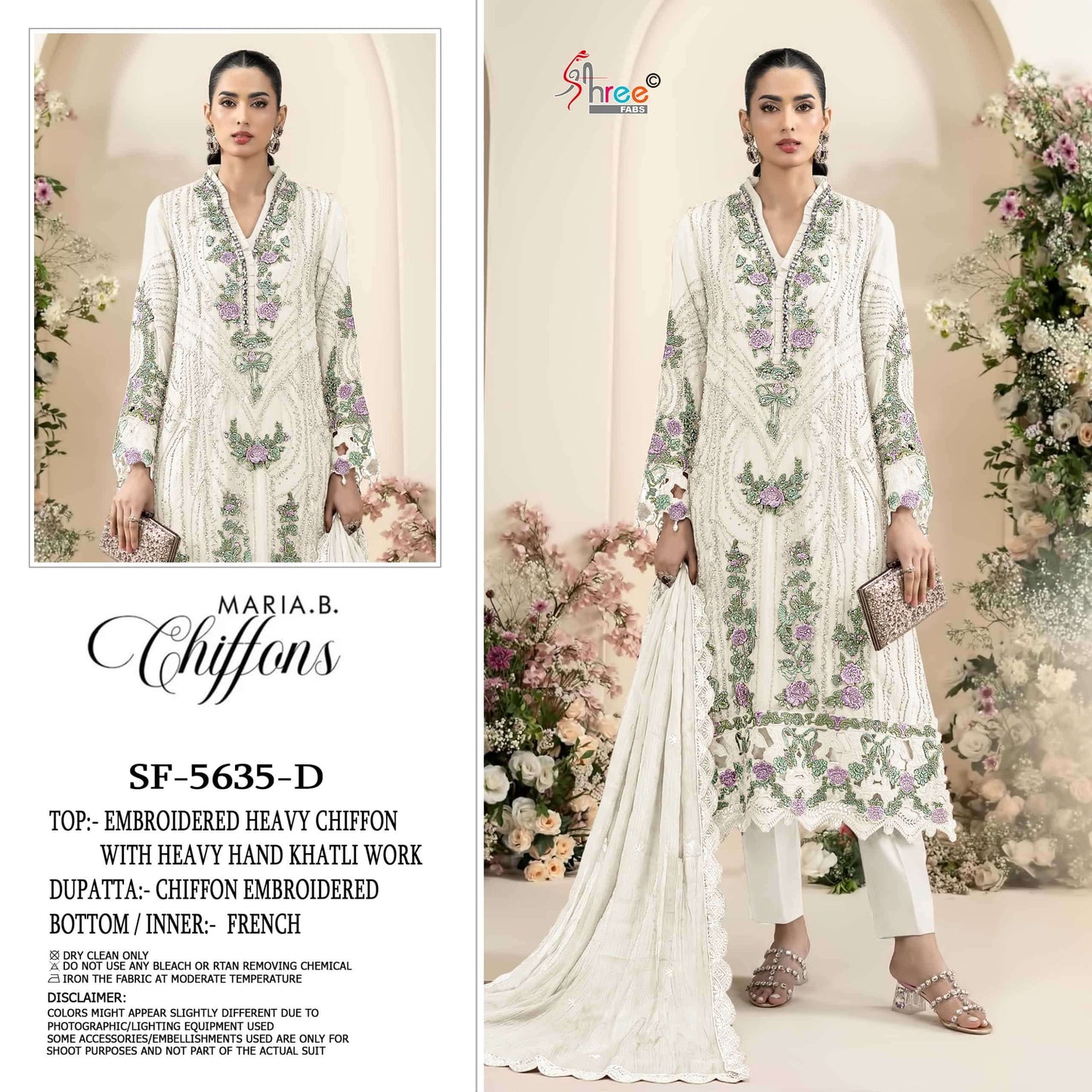 Shree Fab SF-5635 A to D Series Chiffon Embroidered Pakistani Suit