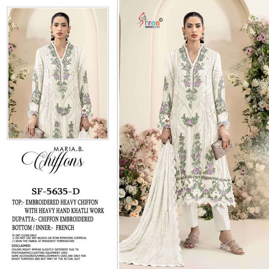 Shree Fab SF-5635 A to D Series Chiffon Embroidered Pakistani Suit
