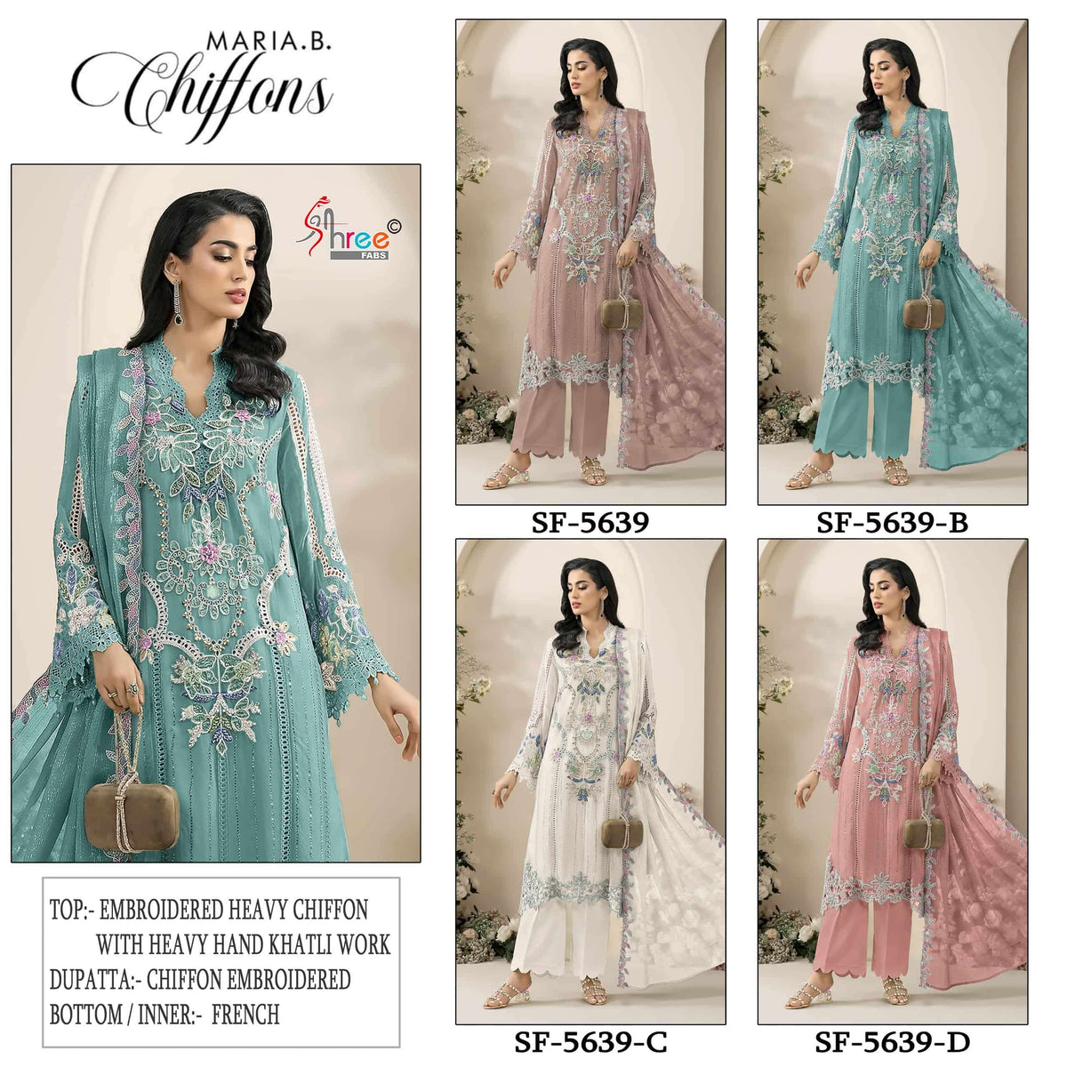 Shree Fab SF-5639 Chiffon Heavy Embroidery Pakistani Suit Set