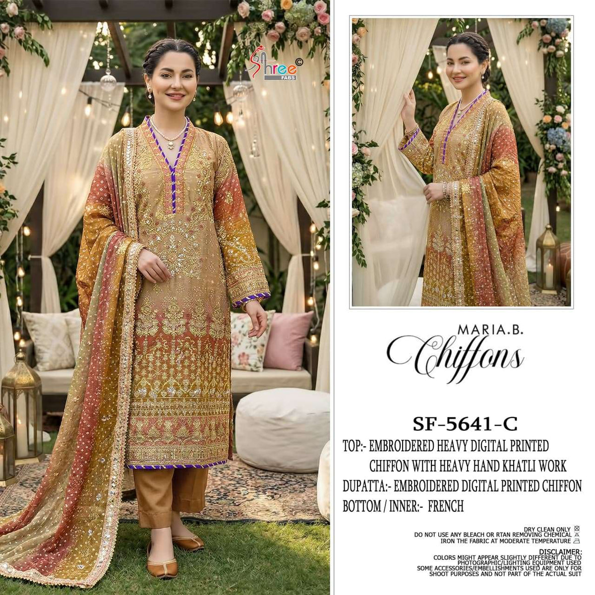 Shree Fab SF-5641 Chiffon Khatli Embroidered Printed Pakistani Suit