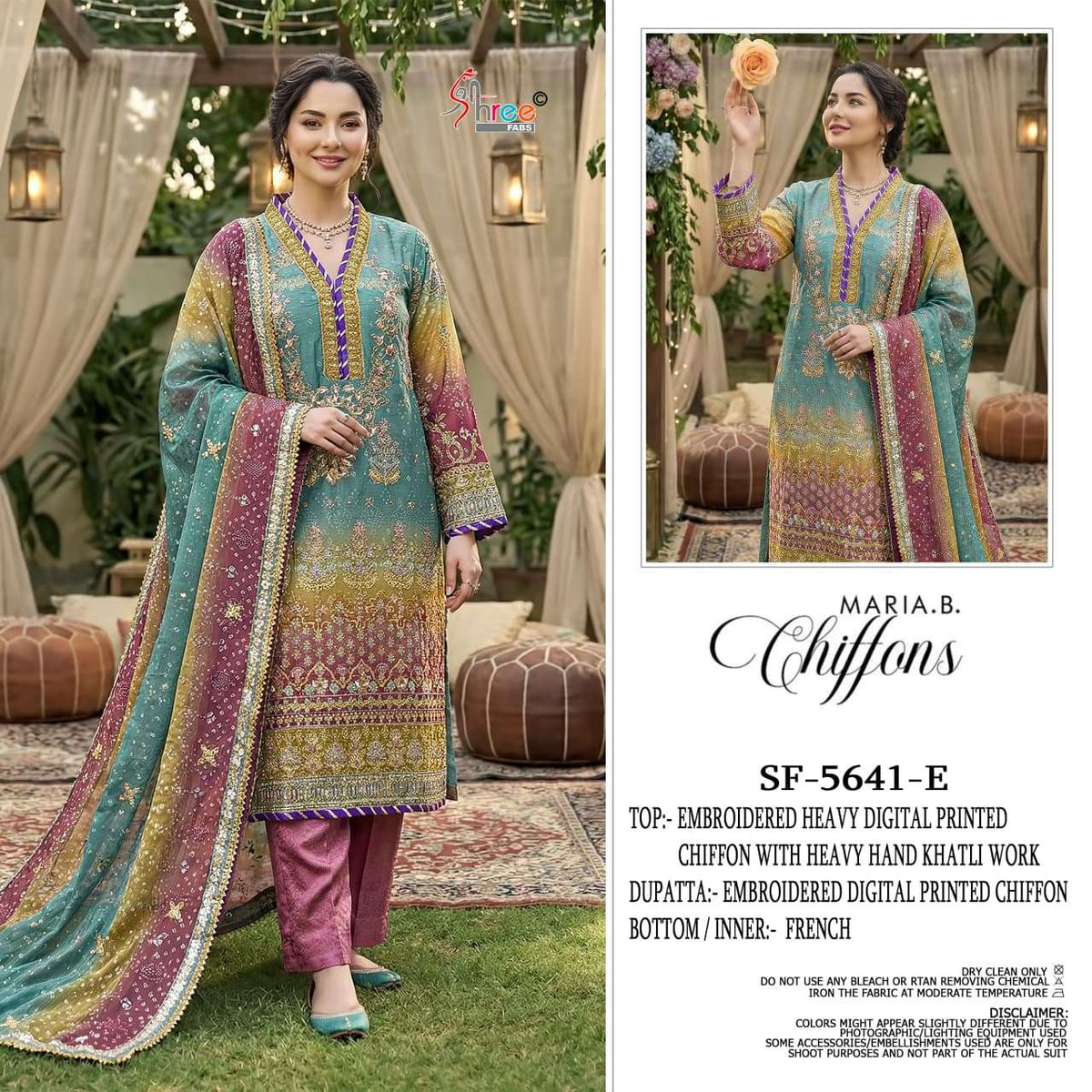 Shree Fab SF-5641 Chiffon Khatli Embroidered Printed Pakistani Suit