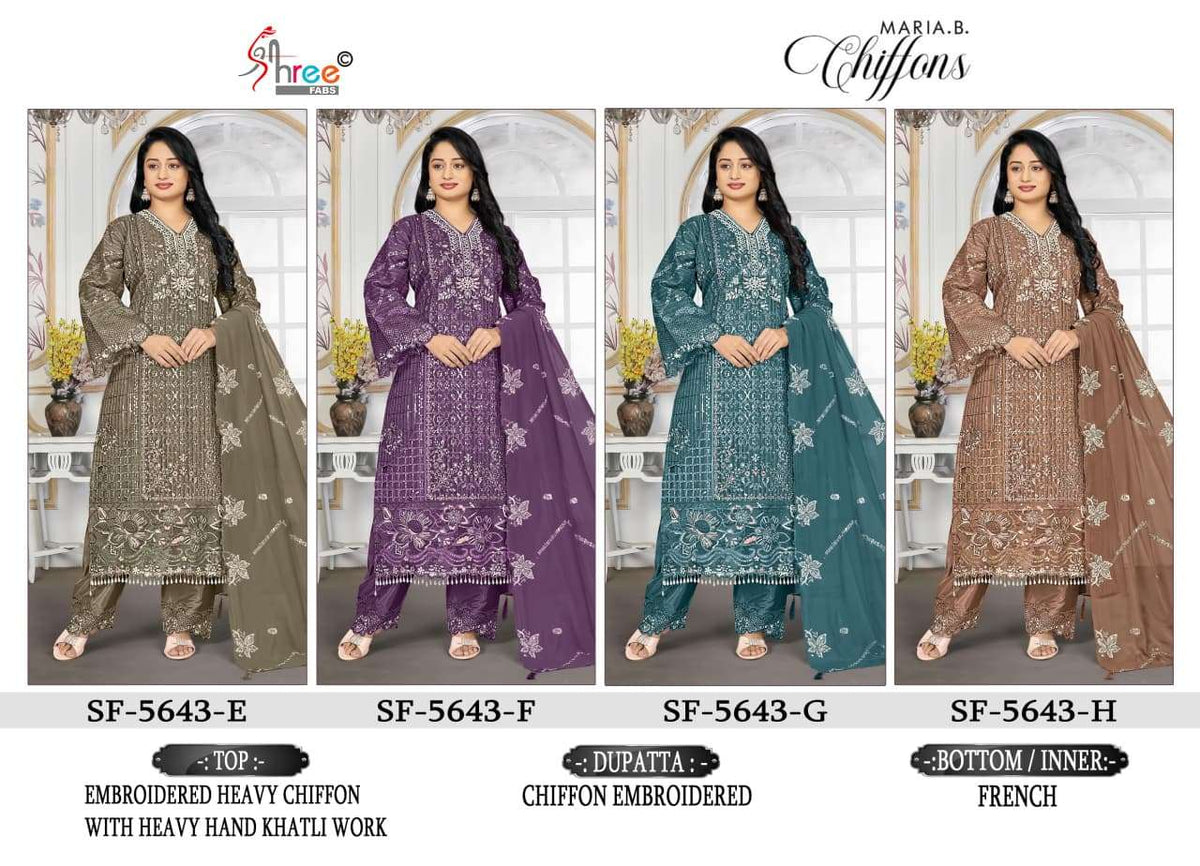 Shree Fab SF-5643 Chiffon Semi Stitched Pakistani Suit