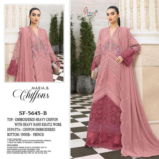 Shree Fab SF-5645 Chiffon Khatli Work Semi Stitched Pakistani Suit