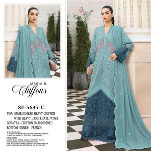 Shree Fab SF-5645 Chiffon Khatli Work Semi Stitched Pakistani Suit