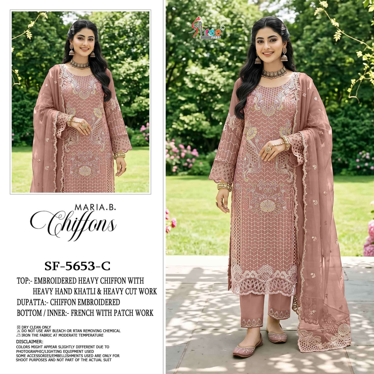 Shree Fab SF-5653 Chiffon Khatli Work Embroidered Pakistani Suit