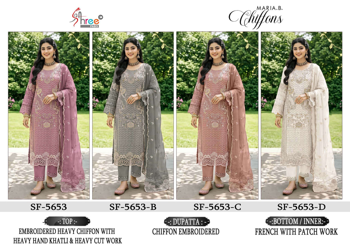 Shree Fab SF-5653 Chiffon Khatli Work Embroidered Pakistani Suit