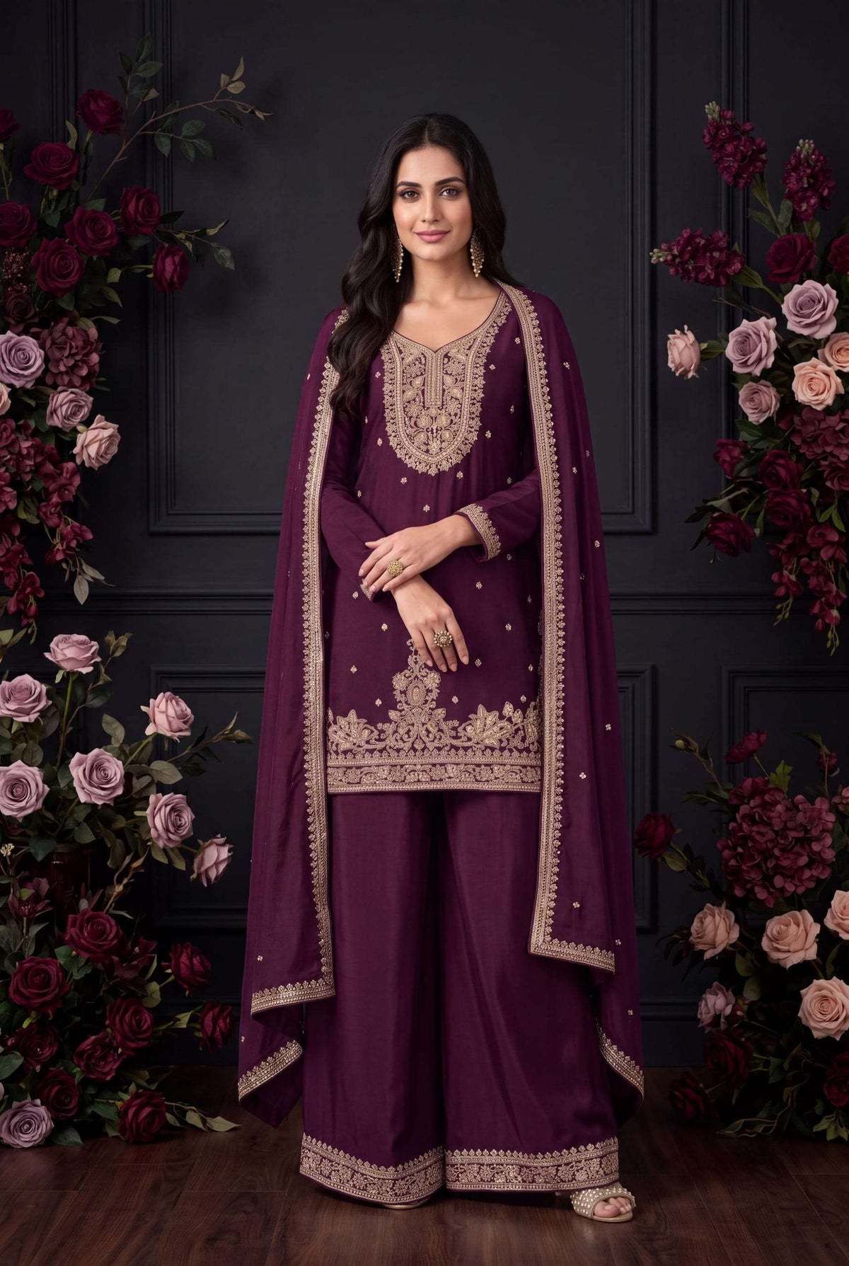 Aurraa Dia Chinon Embroidered Ready to Wear Punjabi Salwar Suit Set