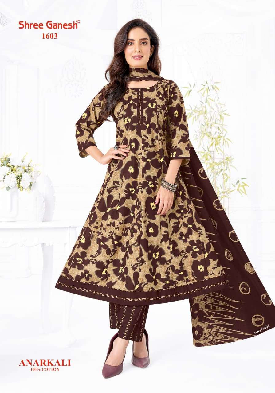 Shree Ganesh Zeenat Vol 6 Heavy Cotton Anarkali Style Salwar Suit Set