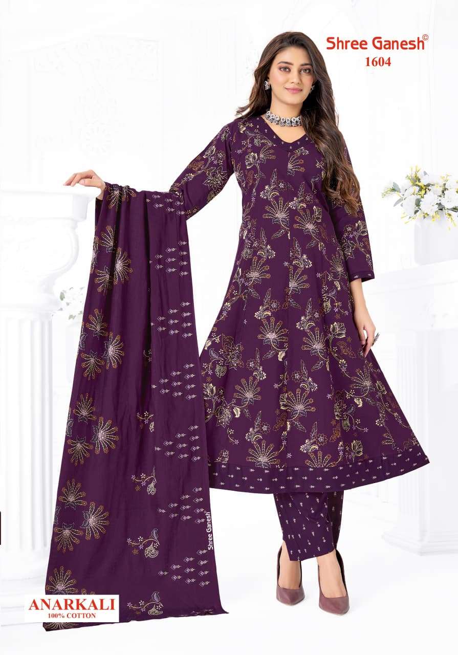 Shree Ganesh Zeenat Vol 6 Heavy Cotton Anarkali Style Salwar Suit Set