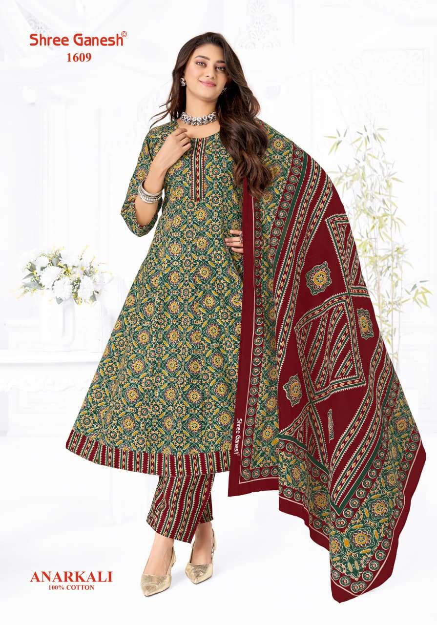 Shree Ganesh Zeenat Vol 6 Heavy Cotton Anarkali Style Salwar Suit Set