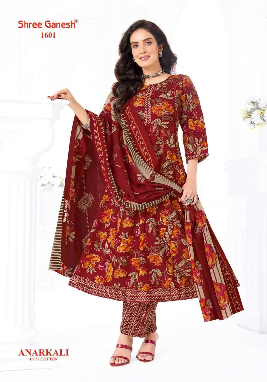 Shree Ganesh Zeenat Vol 6 Heavy Cotton Anarkali Style Salwar Suit Set