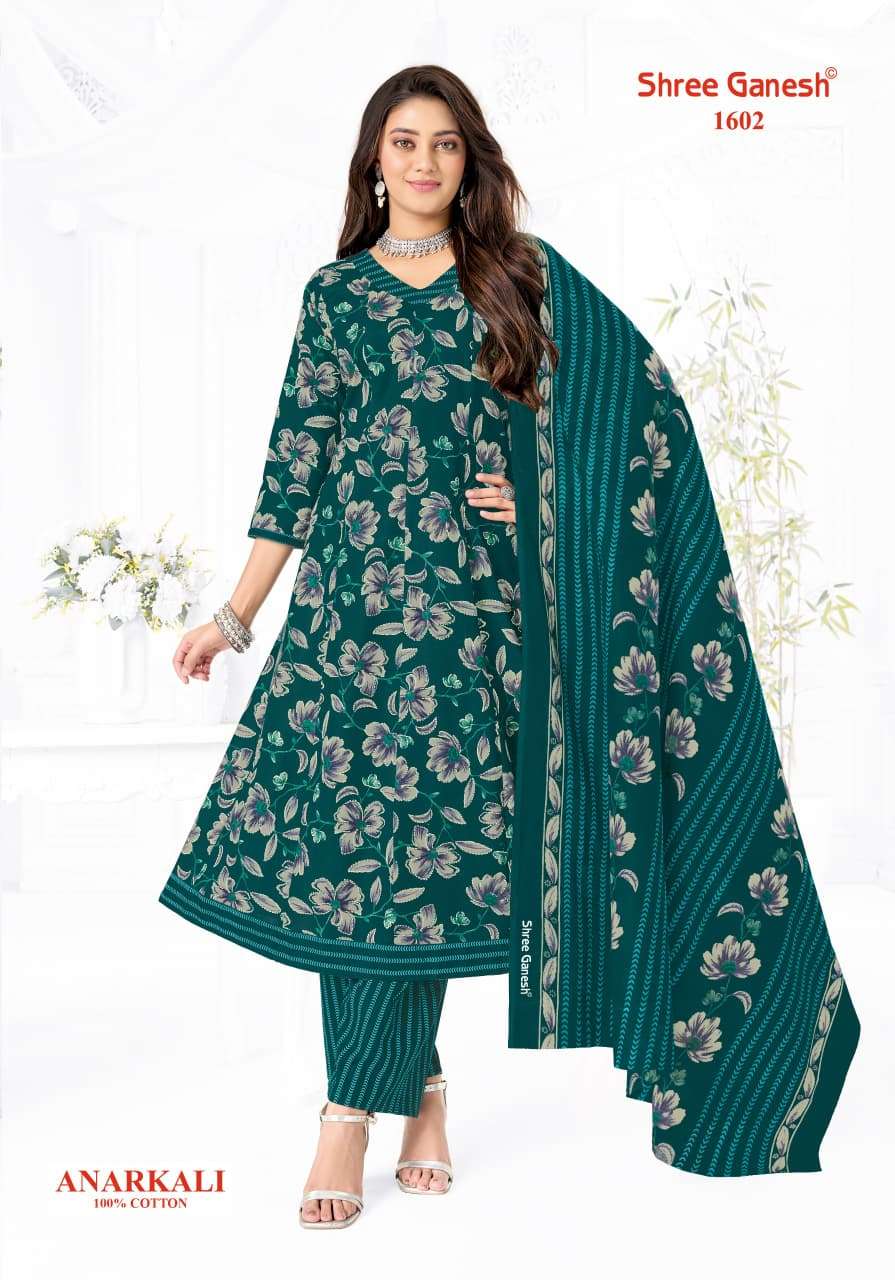 Shree Ganesh Zeenat Vol 6 Heavy Cotton Anarkali Style Salwar Suit Set