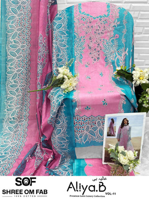 Shree Om Fab Aliya B Vol 11 Pure Lawn Suit