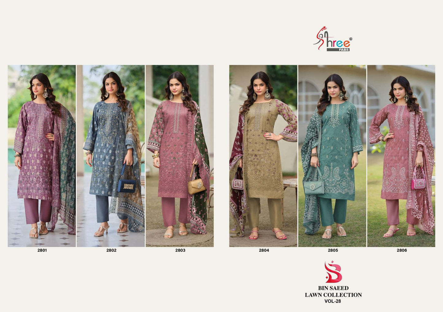 Shree Fab Bin Saeed Lawn Collection Vol-28 Lawn Cotton Pakistani Suit