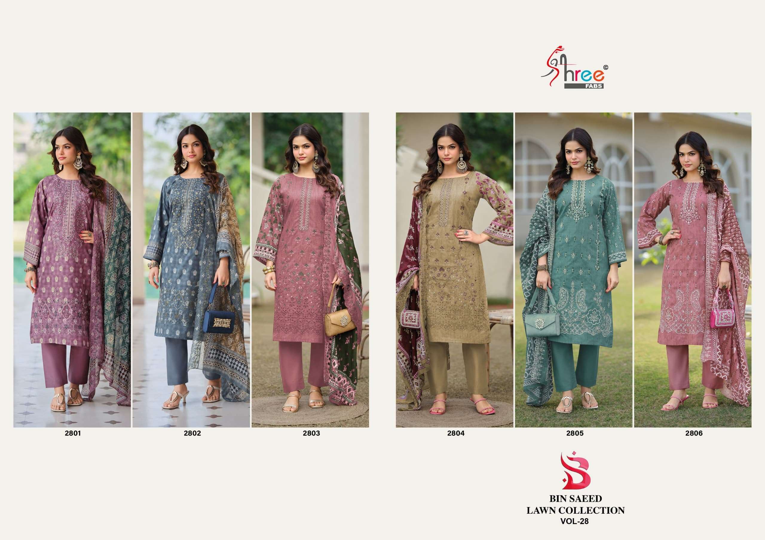Shree Fab Bin Saeed Lawn Collection Vol-28 Lawn Cotton Pakistani Suit
