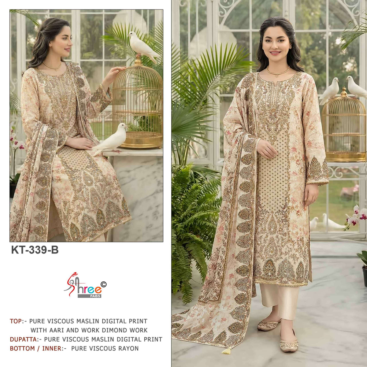 Shree Fab KT - 339 Viscose Muslin Pakistani Suit - Amrah Wholesale