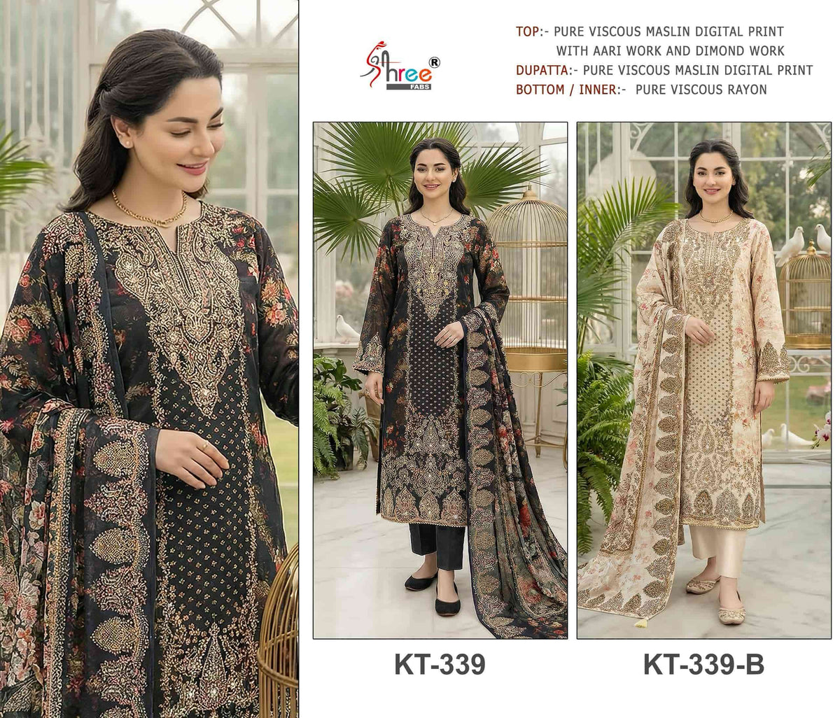 Shree Fab KT - 339 Viscose Muslin Pakistani Suit - Amrah Wholesale