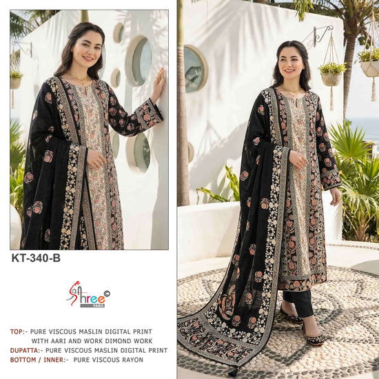 Shree Fab KT-340 Muslin Viscose Printed Unstitched Pakistani Suit