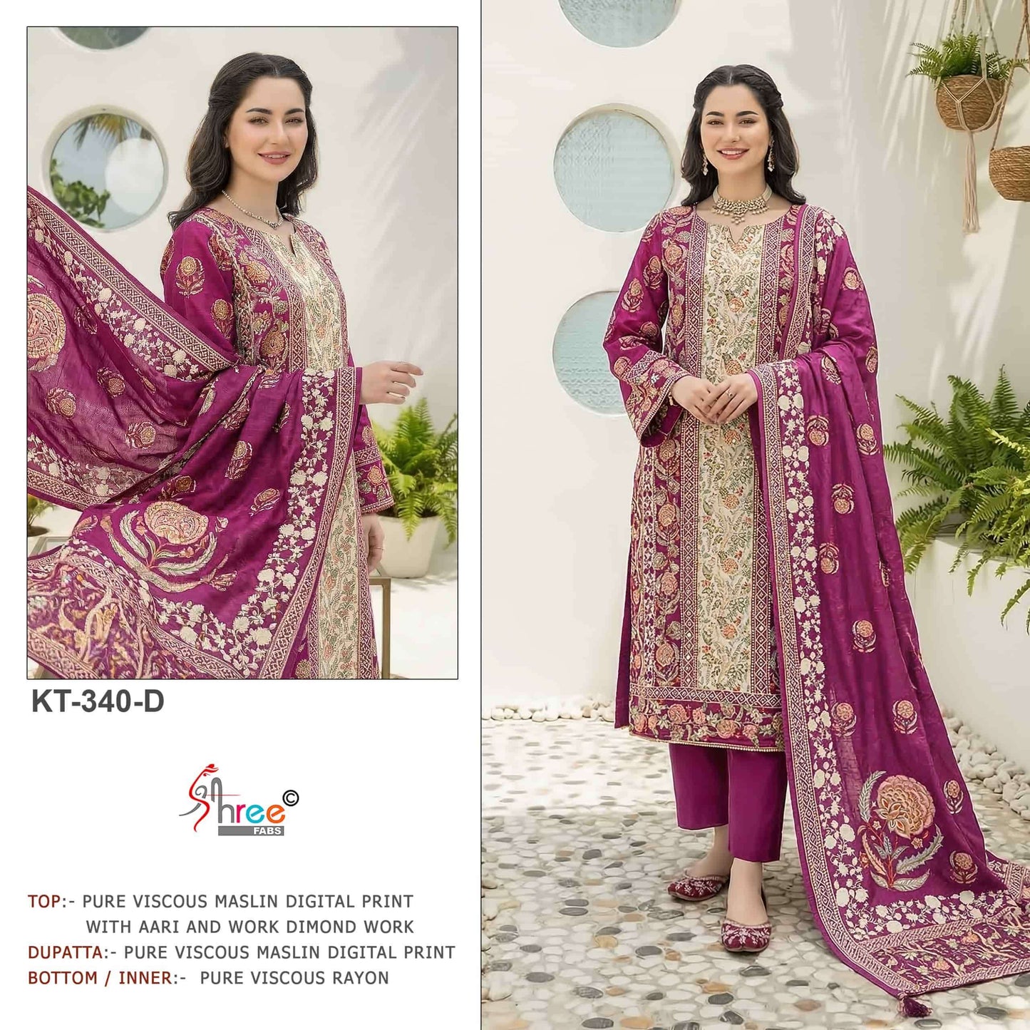 Shree Fab KT-340 Muslin Viscose Printed Unstitched Pakistani Suit