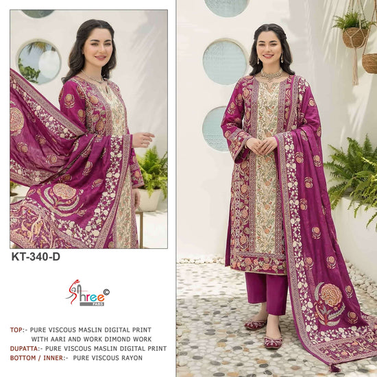 Shree Fab KT-340 Muslin Viscose Printed Unstitched Pakistani Suit