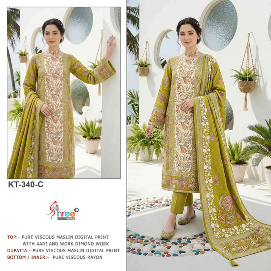 Shree Fab KT-340 Muslin Viscose Printed Unstitched Pakistani Suit
