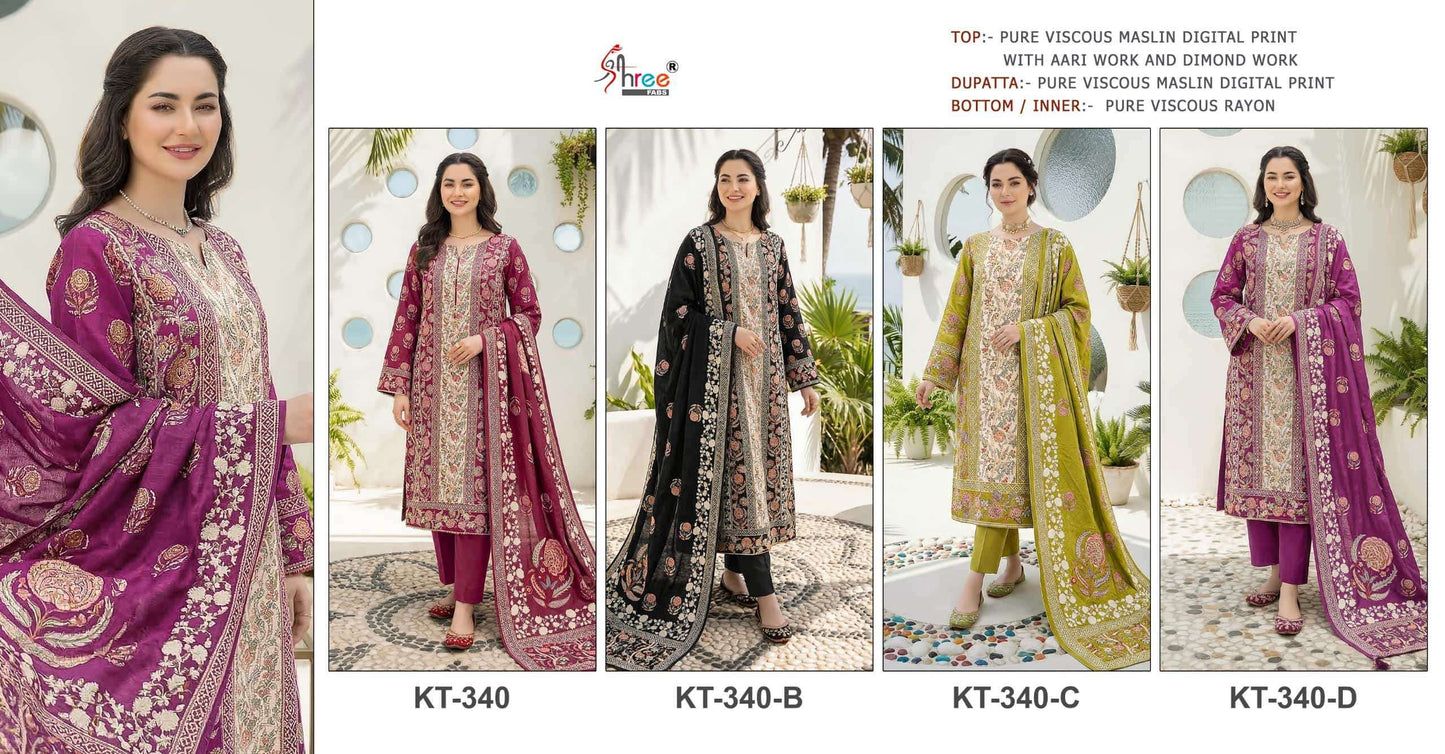 Shree Fab KT-340 Muslin Viscose Printed Unstitched Pakistani Suit