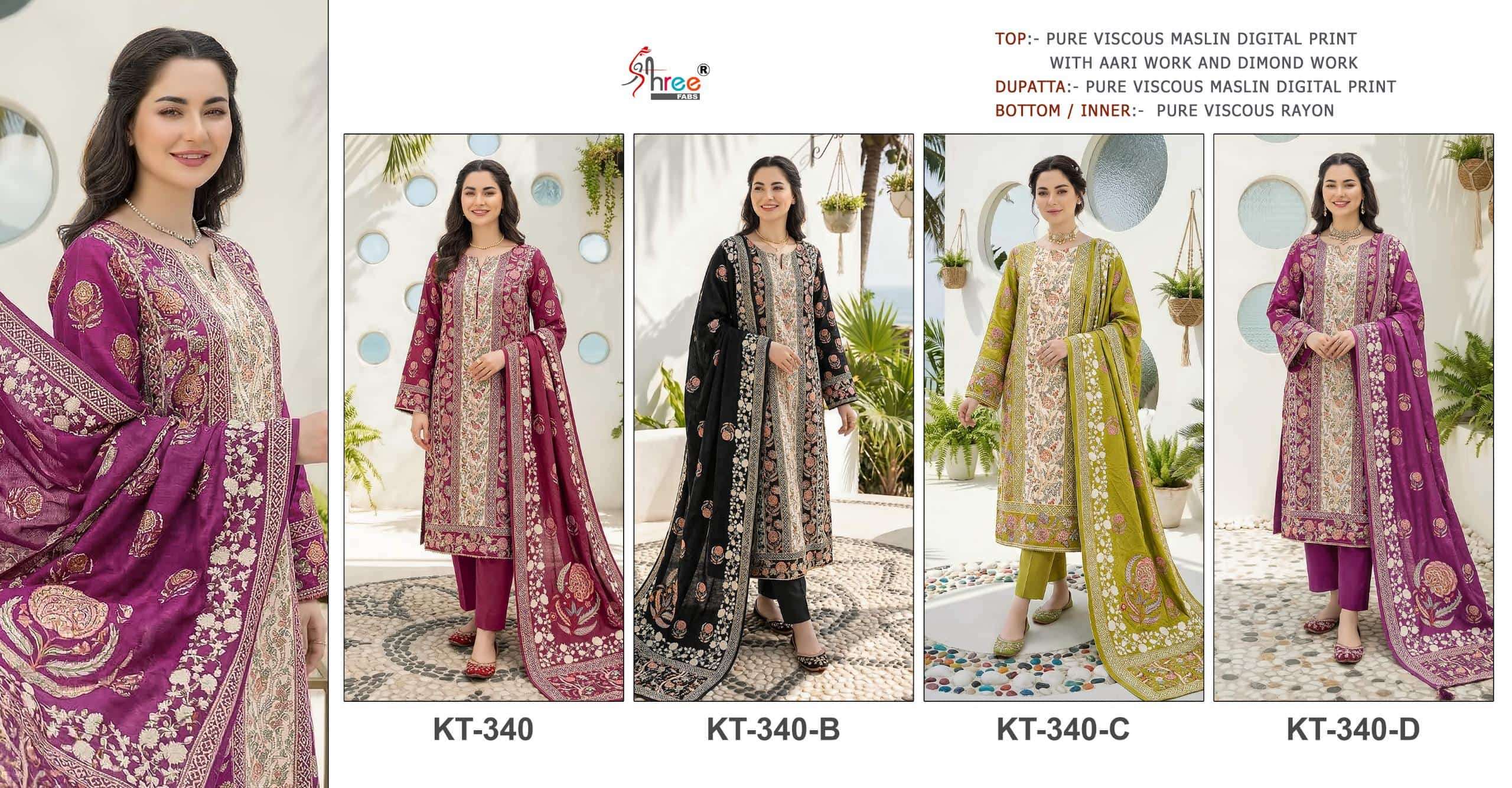 Shree Fab KT-340 Muslin Viscose Printed Unstitched Pakistani Suit