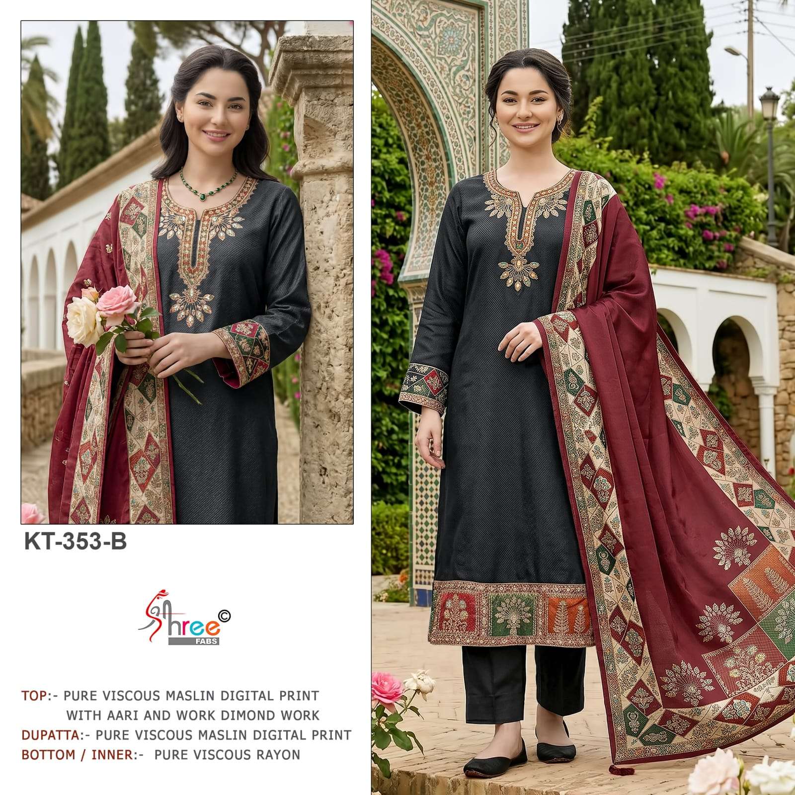 Shree Fab KT - 353 Viscose Muslin Pakistani Suit - Amrah Wholesale