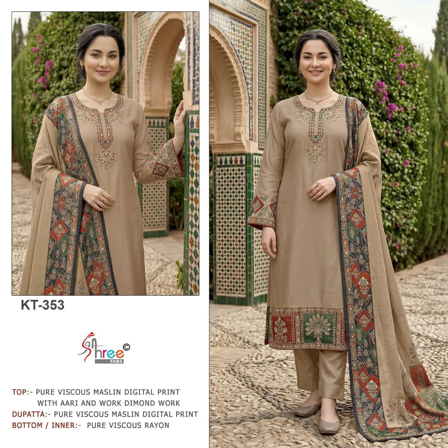 Shree Fab KT - 353 Viscose Muslin Pakistani Suit - Amrah Wholesale