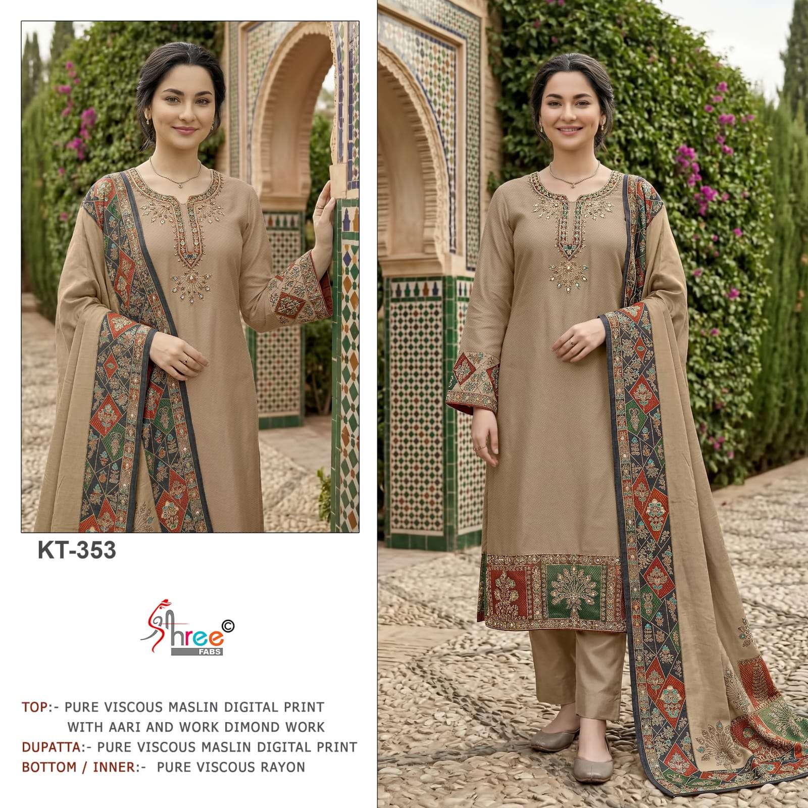 Shree Fab KT - 353 Viscose Muslin Pakistani Suit - Amrah Wholesale