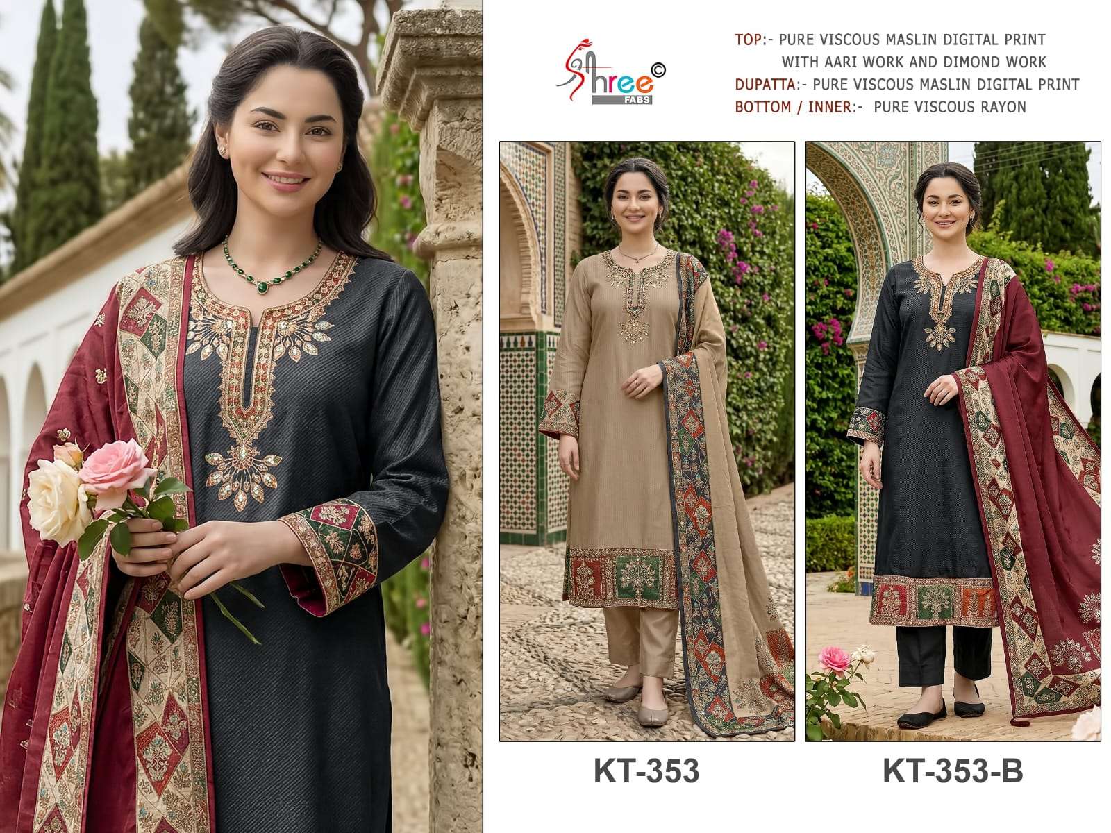Shree Fab KT - 353 Viscose Muslin Pakistani Suit - Amrah Wholesale