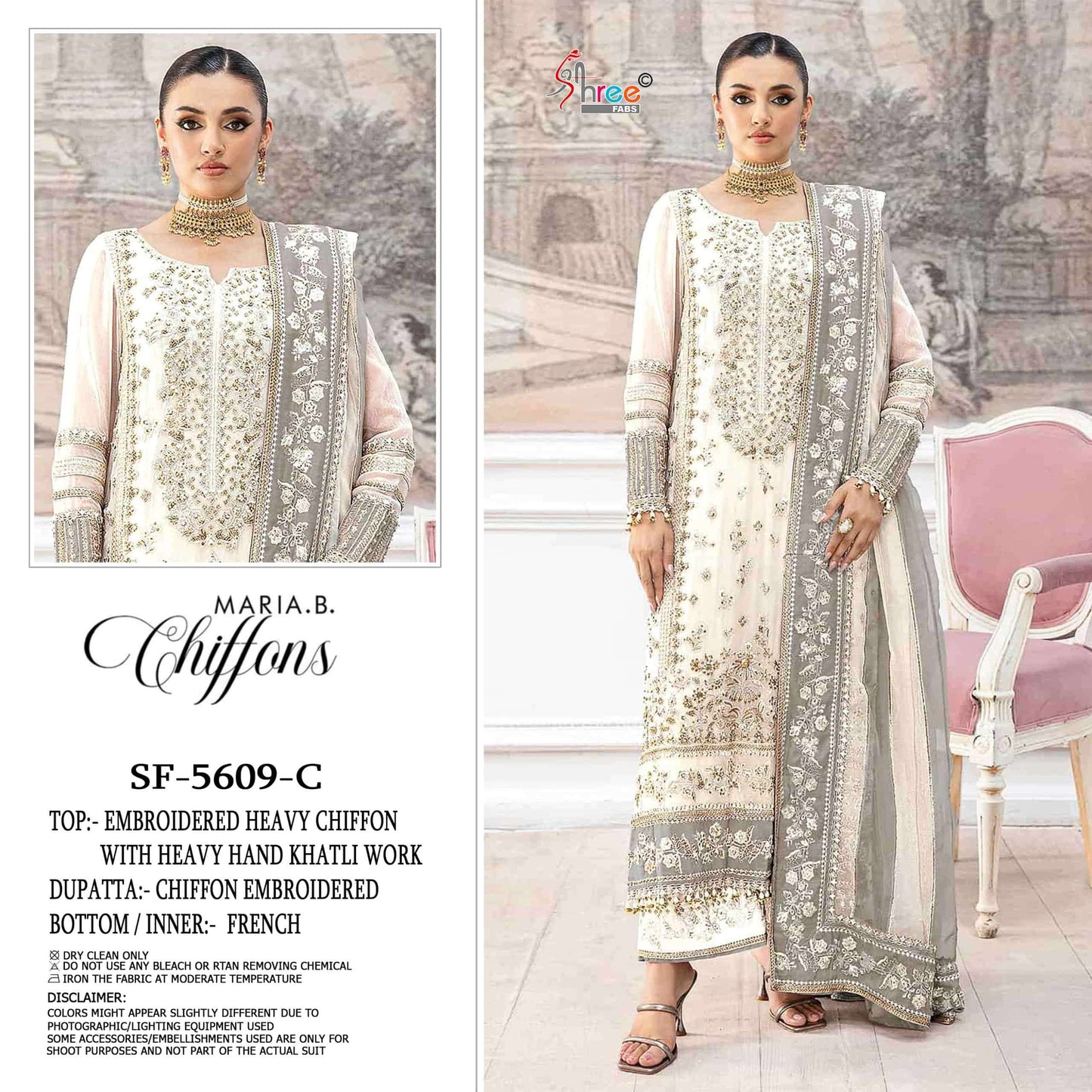 Shree Fab SF-5609 Chiffon Embroidery Unstitched Pakistani Suit