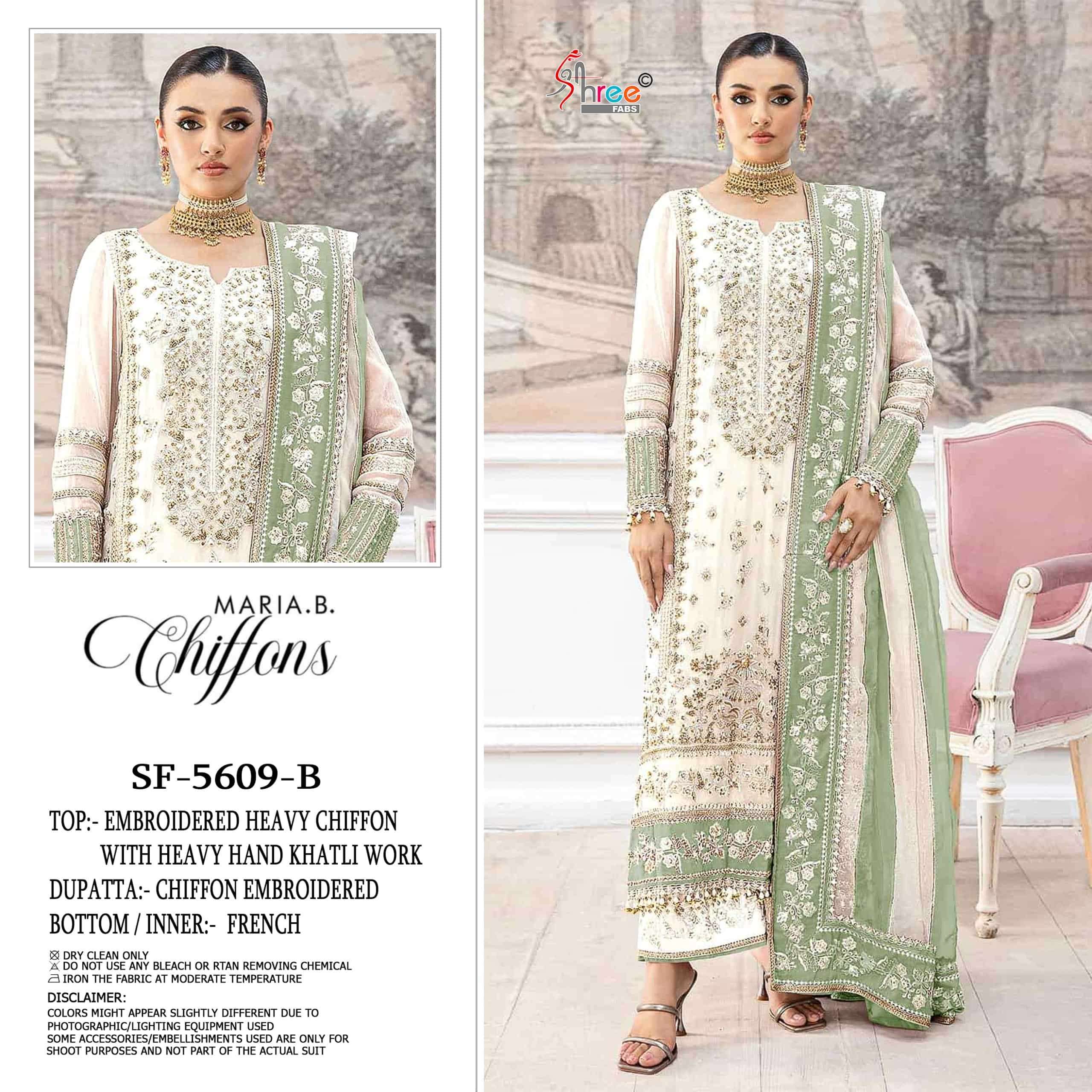 Shree Fab SF-5609 Chiffon Embroidery Unstitched Pakistani Suit