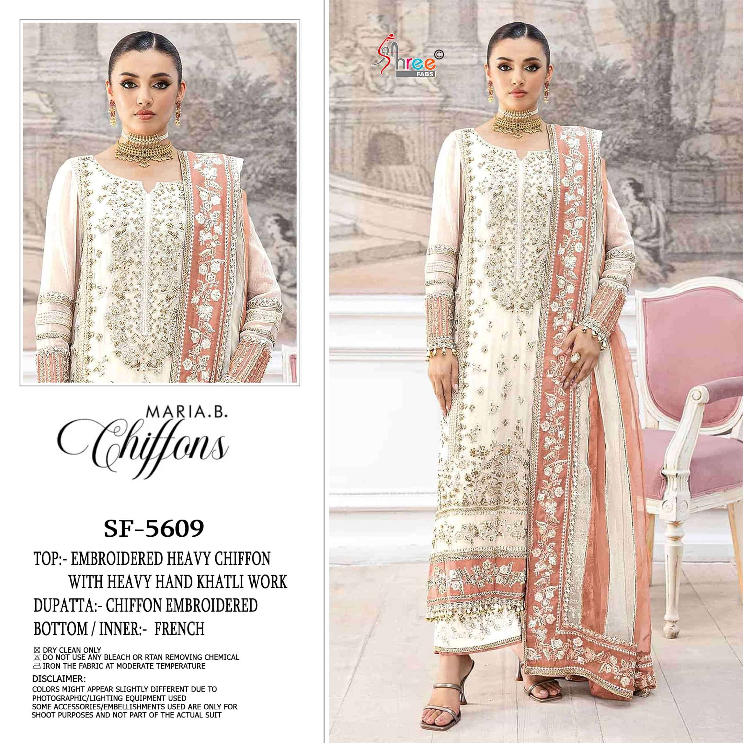 Shree Fab SF-5609 Chiffon Embroidery Unstitched Pakistani Suit