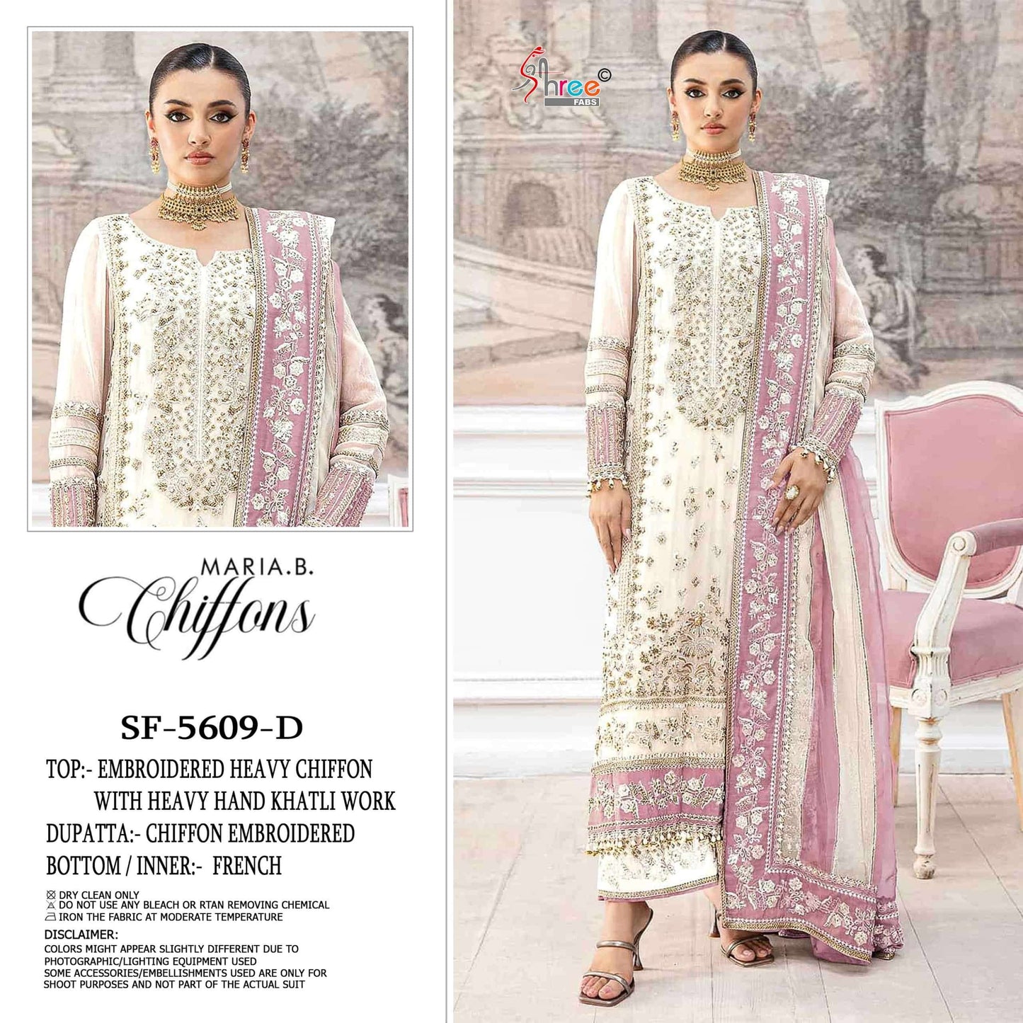 Shree Fab SF-5609 Chiffon Embroidery Unstitched Pakistani Suit
