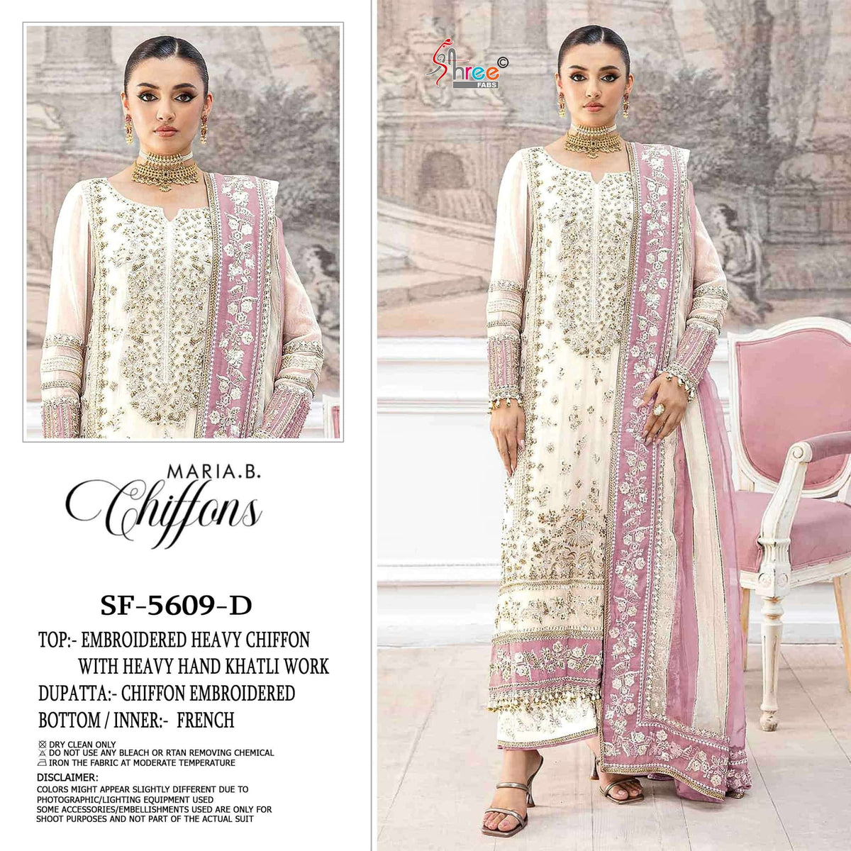 Shree Fab SF-5609 Chiffon Embroidery Unstitched Pakistani Suit